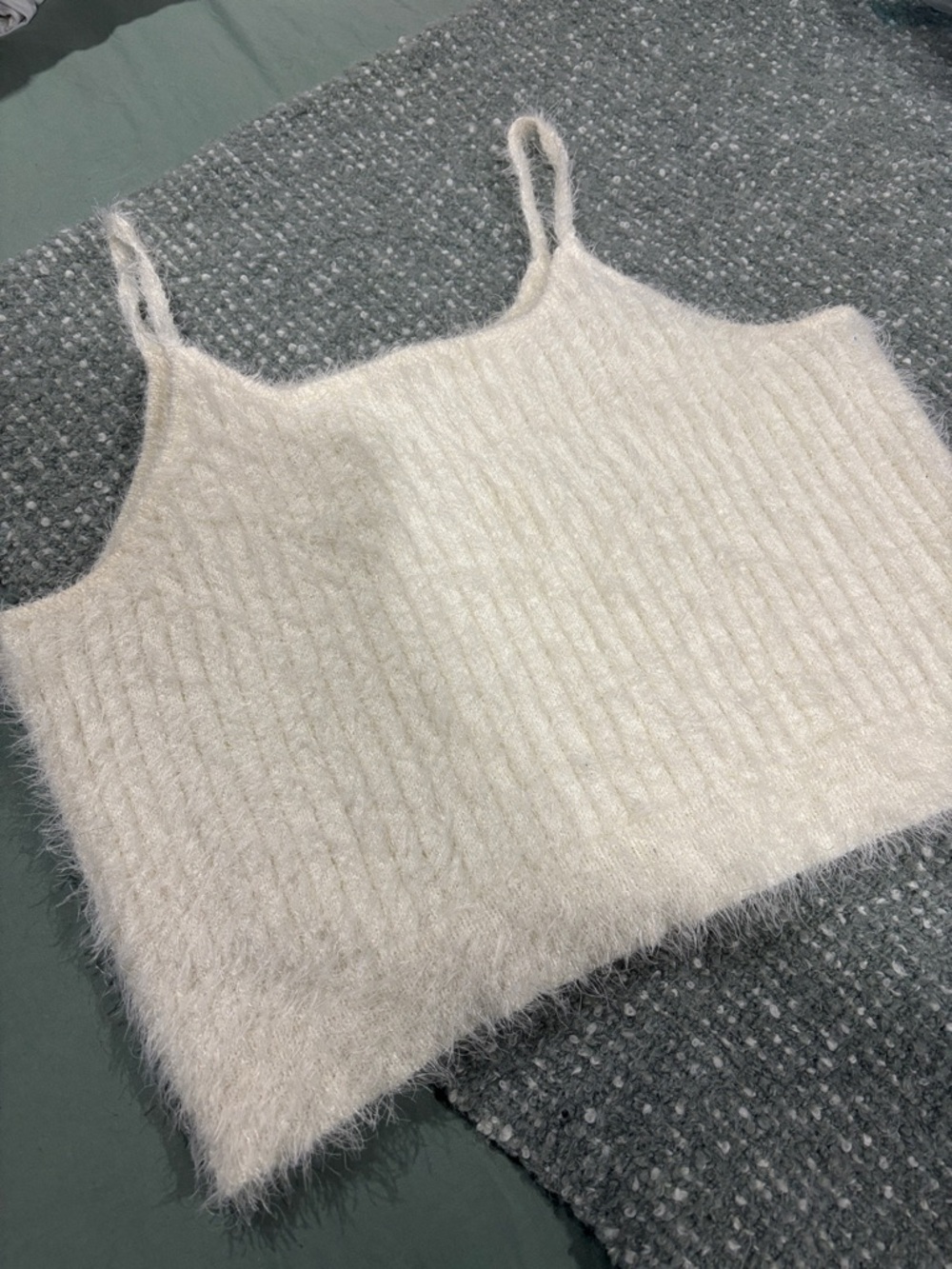 SO Cream Fuzzy Ribbed Camisole